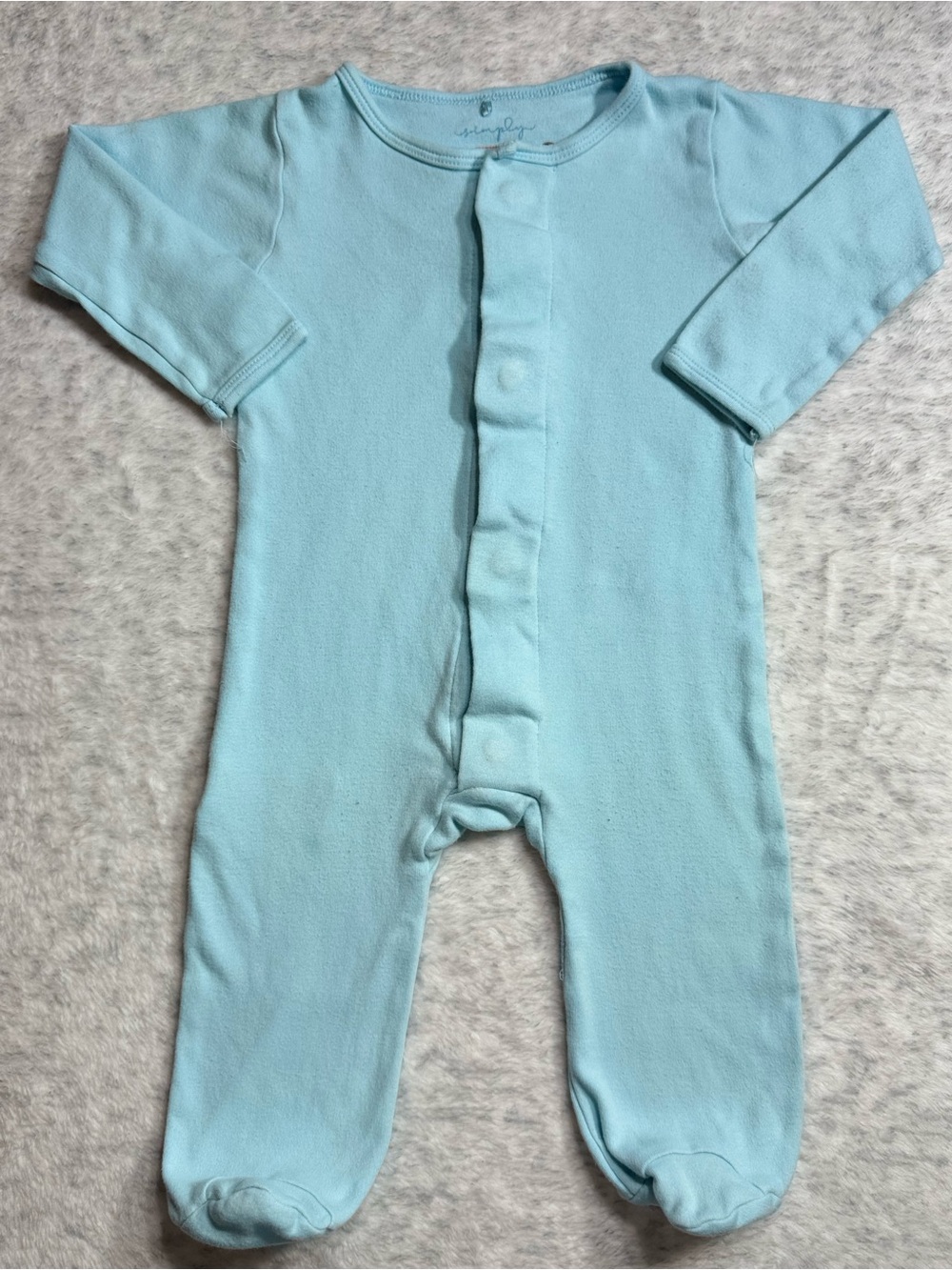 Simply Magnetic Me Baby Blue Footie Sleeper 6-9M Baby Organic Cotton Solid Aqua